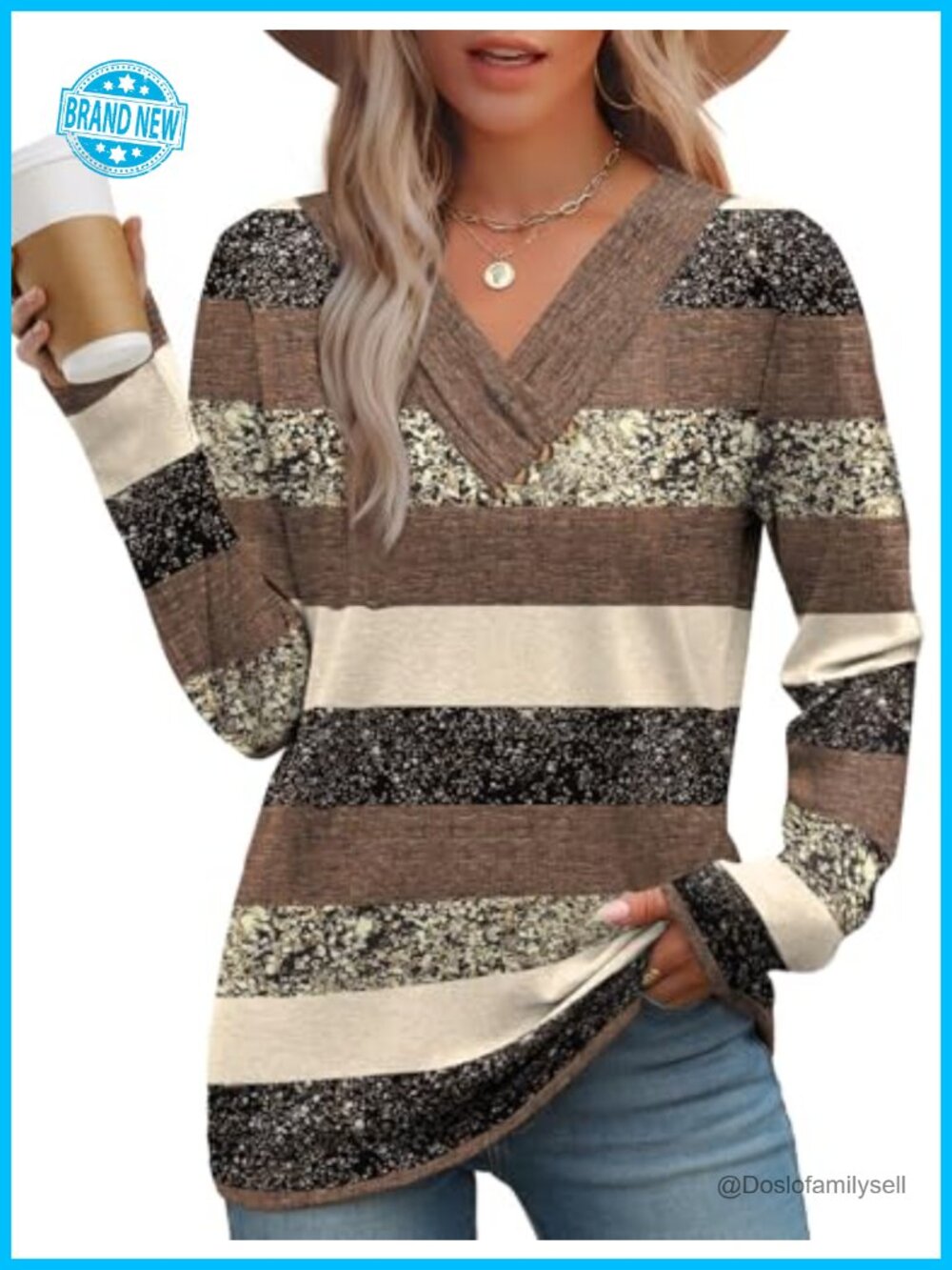 Womens Long Sleeve V Neck Button Down Tunic Top Loose Fit Fall Business Casual